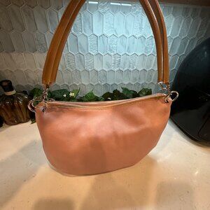 Maxx New York Pink Genuine Leather & Nylon Lined Handbag With Floral Interior De
